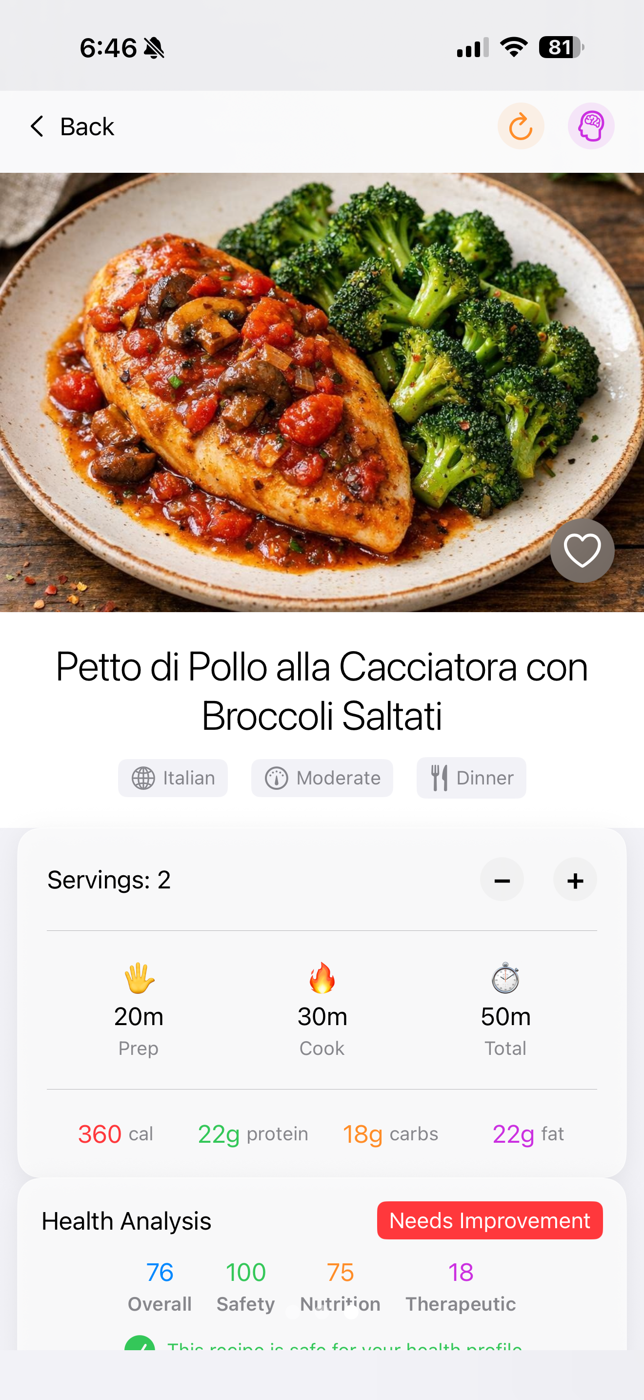 Health-scored recipe
